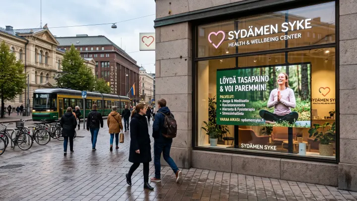 Terveyspalvelun infonäyttö.
