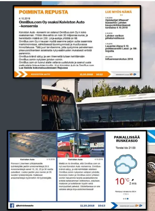 Koiviston Auto -konsernin henkilöstötilan infonäyttö